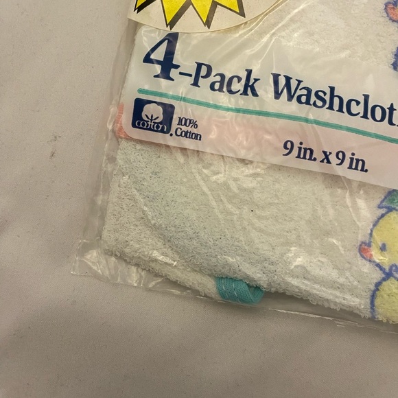 Vintage 1993 Gerber Terry Washcloths Duck Duckie 4-pack Old Wal-mart Price Tag - Picture 3 of 15